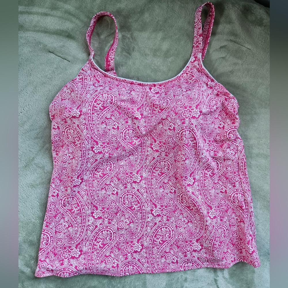 Lands' End Pink and White Tankini